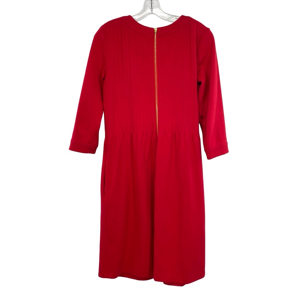 Elizabeth McKay The Pleated Red Belted Knit Dress - Picture 3 of 9